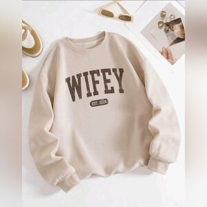 NWOT Wifey Graphic Sweater Khaki Color Size Small